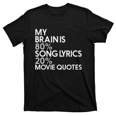 My Brain Is 80 Song Lyrics 20 Movie Quotes Music Film T-Shirt