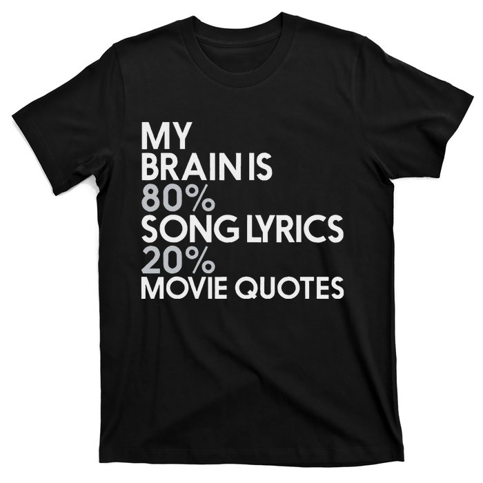 My Brain Is 80 Song Lyrics 20 Movie Quotes Music Film T-Shirt