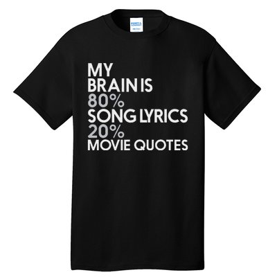 My Brain Is 80 Song Lyrics 20 Movie Quotes Music Film Tall T-Shirt