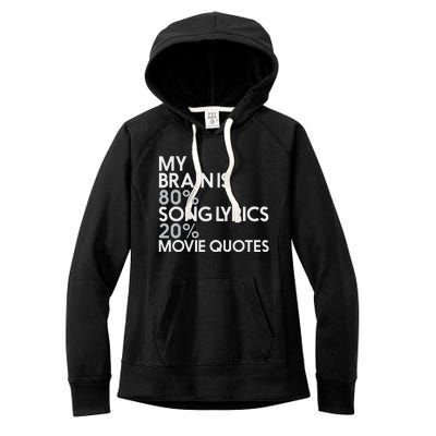 My Brain Is 80 Song Lyrics 20 Movie Quotes Music Film Women's Fleece Hoodie