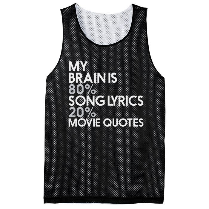 My Brain Is 80 Song Lyrics 20 Movie Quotes Music Film Mesh Reversible Basketball Jersey Tank