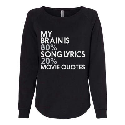 My Brain Is 80 Song Lyrics 20 Movie Quotes Music Film Womens California Wash Sweatshirt