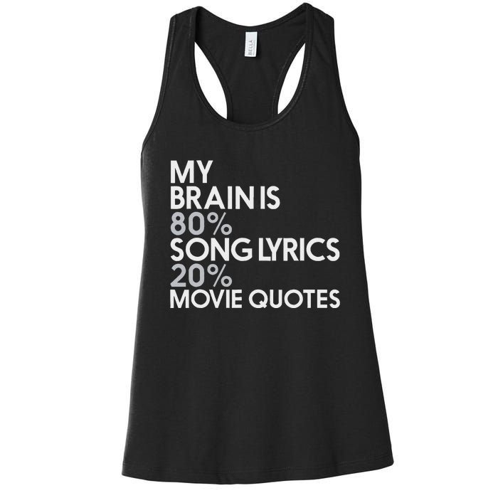 My Brain Is 80 Song Lyrics 20 Movie Quotes Music Film Women's Racerback Tank