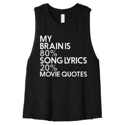 My Brain Is 80 Song Lyrics 20 Movie Quotes Music Film Women's Racerback Cropped Tank