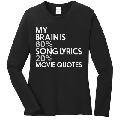 My Brain Is 80 Song Lyrics 20 Movie Quotes Music Film Ladies Long Sleeve Shirt