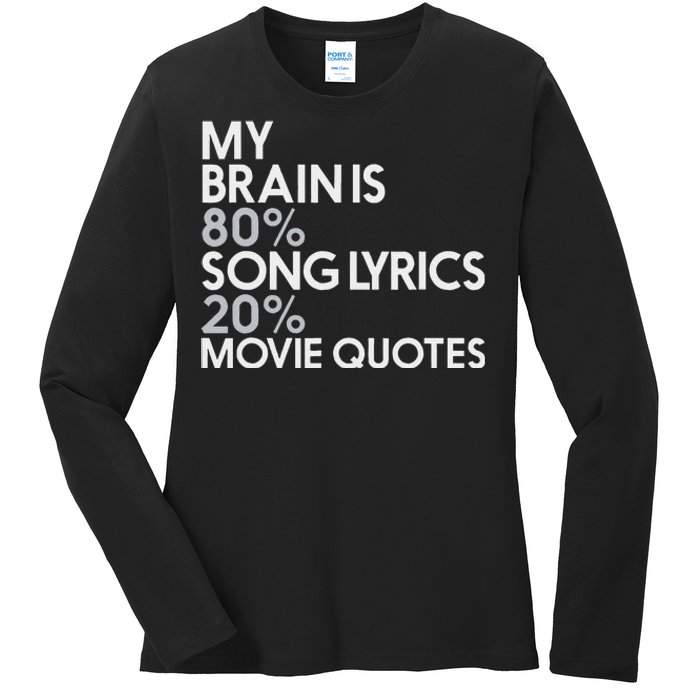 My Brain Is 80 Song Lyrics 20 Movie Quotes Music Film Ladies Long Sleeve Shirt