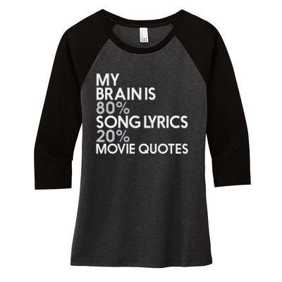 My Brain Is 80 Song Lyrics 20 Movie Quotes Music Film Women's Tri-Blend 3/4-Sleeve Raglan Shirt