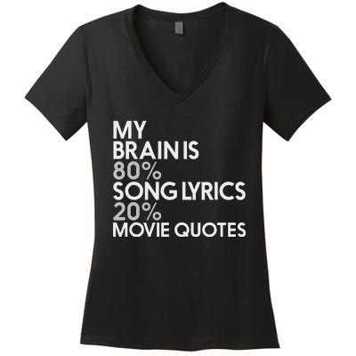 My Brain Is 80 Song Lyrics 20 Movie Quotes Music Film Women's V-Neck T-Shirt