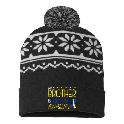 My Brother Is Down Right Awesome Down Syndrome Awareness Gift USA-Made Snowflake Beanie