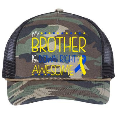 My Brother Is Down Right Awesome Down Syndrome Awareness Gift Retro Rope Trucker Hat Cap