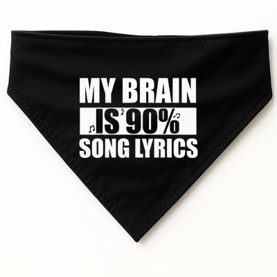 My Brain Is 90 Percent Song Lyrics Funny Music Lover USA-Made Doggie Bandana