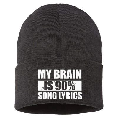 My Brain Is 90 Percent Song Lyrics Funny Music Lover Sustainable Knit Beanie