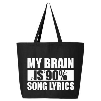 My Brain Is 90 Percent Song Lyrics Funny Music Lover 25L Jumbo Tote