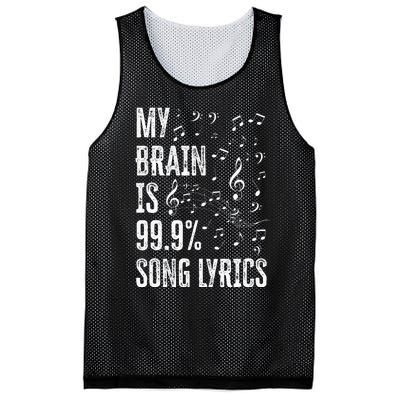 My Brain Is 99 Song Lyrics Funny Singer Music Lover Mesh Reversible Basketball Jersey Tank