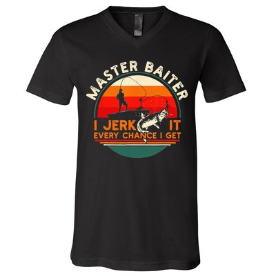 Master Baiter I’m Always Jerking My Rod For A Fishing Lovers V-Neck T-Shirt
