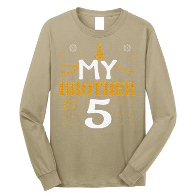 My Brother Is 5 5th Birthday 2020 5 Years Old Brother Gift Long Sleeve Shirt