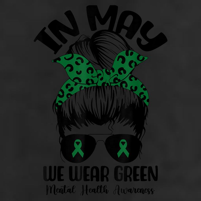 Messy Bun In May We Wear Green Mental Health Awareness Month 25L Jumbo Tote