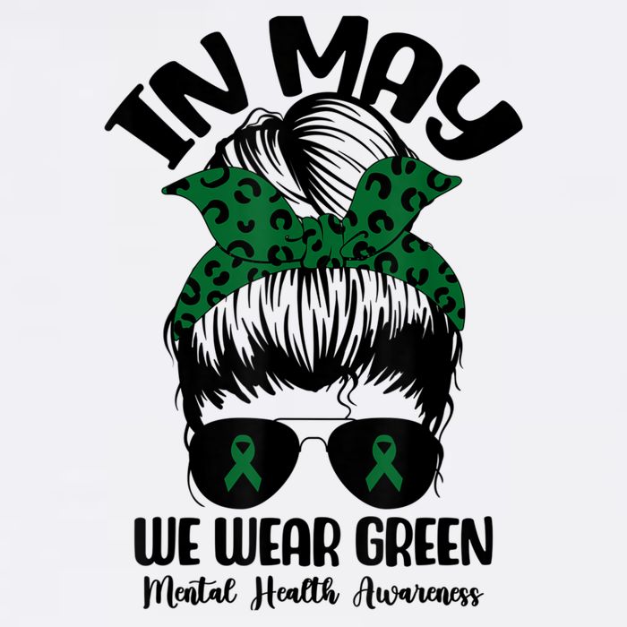 Messy Bun In May We Wear Green Mental Health Awareness Month Cooling Performance Crew T-Shirt