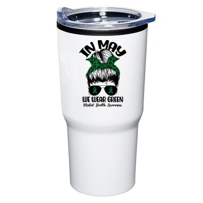Messy Bun In May We Wear Green Mental Health Awareness Month Tumbler