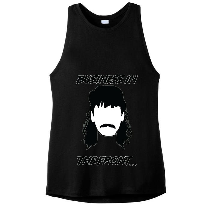 Mullet Business In The Front Party In The Back 80s Throwback Ladies PosiCharge Tri-Blend Wicking Tank