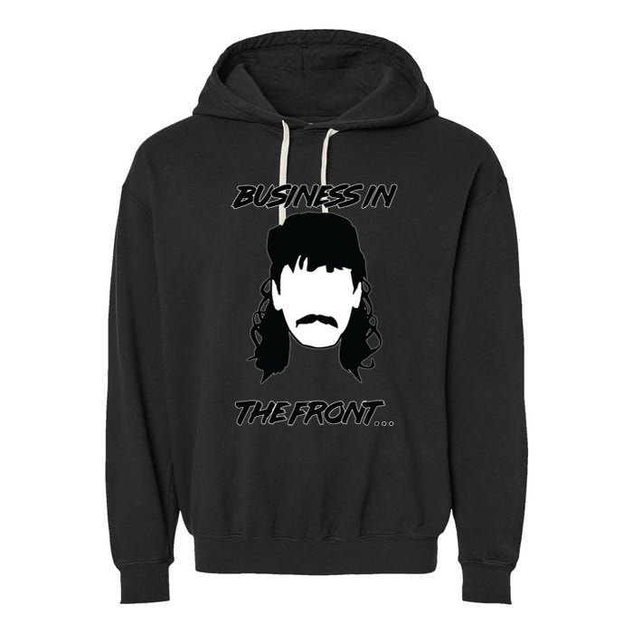 Mullet Business In The Front Party In The Back 80s Throwback Garment-Dyed Fleece Hoodie
