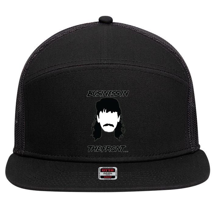 Mullet Business In The Front Party In The Back 80s Throwback 7 Panel Mesh Trucker Snapback Hat