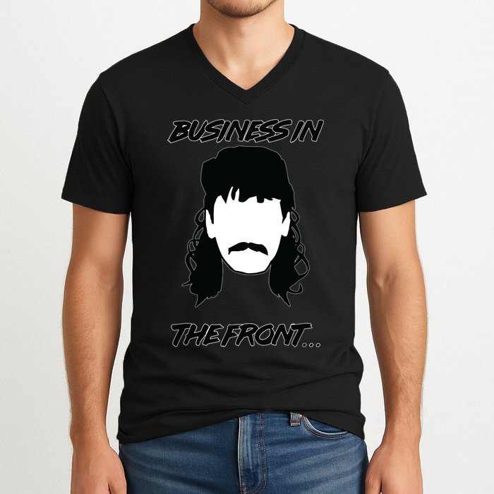 Mullet Business In The Front Party In The Back 80s Throwback V-Neck T-Shirt