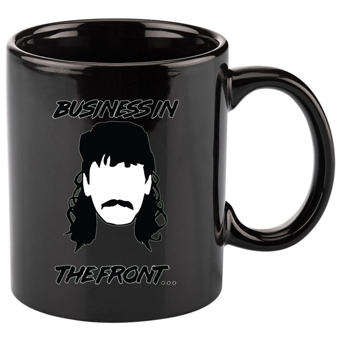 Mullet Business In The Front Party In The Back 80s Throwback 11oz C Handle Ceramic Mug