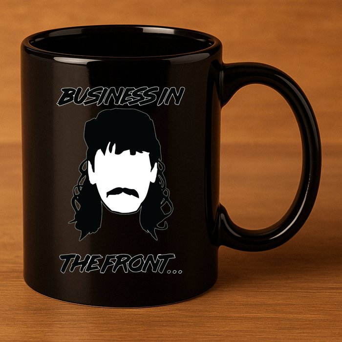 Mullet Business In The Front Party In The Back 80s Throwback 11oz C Handle Ceramic Mug