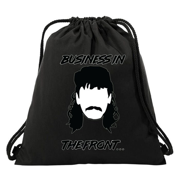 Mullet Business In The Front Party In The Back 80s Throwback Drawstring Bag