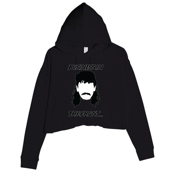 Mullet Business In The Front Party In The Back 80s Throwback Crop Fleece Hoodie