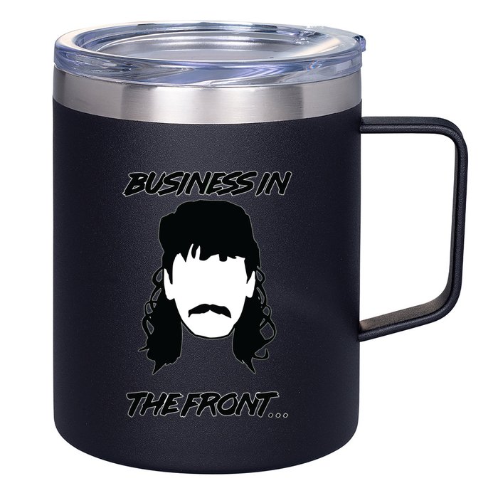 Mullet Business In The Front Party In The Back 80s Throwback 12oz Stainless Steel Coffee Mug