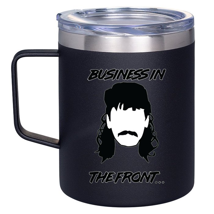 Mullet Business In The Front Party In The Back 80s Throwback 12oz Stainless Steel Coffee Mug