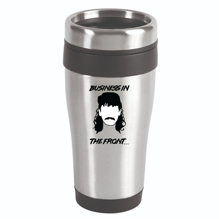 Mullet Business In The Front Party In The Back 80s Throwback 16oz Travel Tumbler