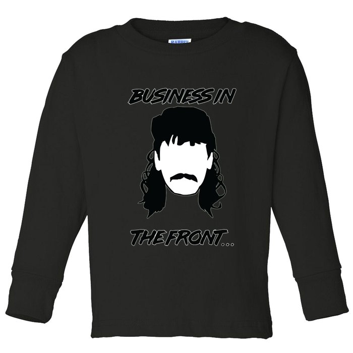 Mullet Business In The Front Party In The Back 80s Throwback Toddler Long Sleeve Shirt