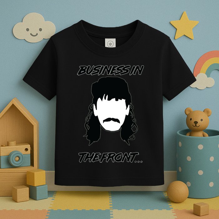 Mullet Business In The Front Party In The Back 80s Throwback Toddler T-Shirt