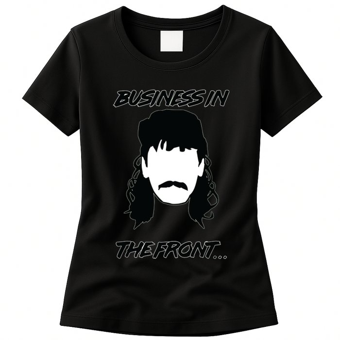Mullet Business In The Front Party In The Back 80s Throwback Womens T-Shirt