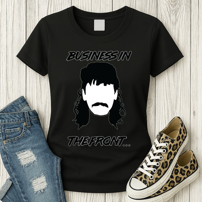 Mullet Business In The Front Party In The Back 80s Throwback Womens T-Shirt