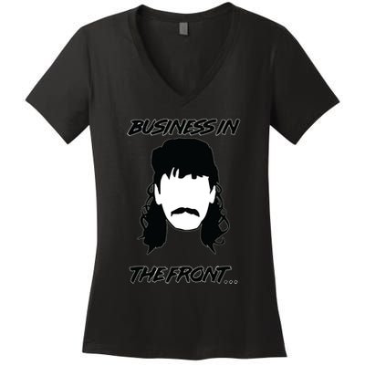 Mullet Business In The Front Party In The Back 80s Throwback Women's V-Neck T-Shirt