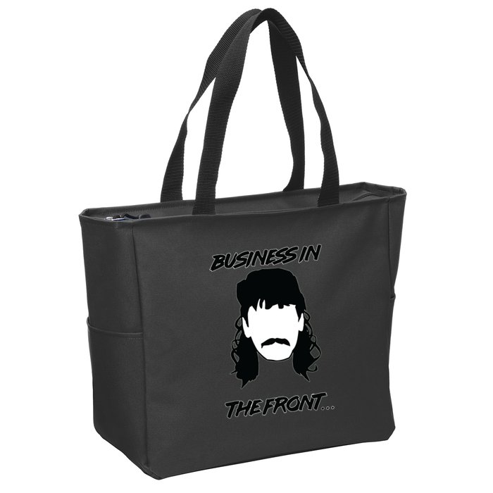 Mullet Business In The Front Party In The Back 80s Throwback Zip Tote Bag
