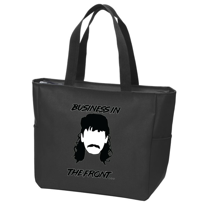 Mullet Business In The Front Party In The Back 80s Throwback Zip Tote Bag