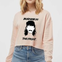 Mullet Business In The Front Party In The Back 80s Throwback Cropped Pullover Crew