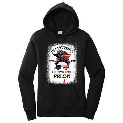 Messy Bun Im Voting For The Convicted Felon Trump 2024 Women's Pullover Hoodie