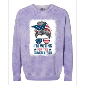 Messy Bun Im Voting For The Convicted Felon Trump 2024 Colorblast Crewneck Sweatshirt