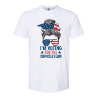 Messy Bun Im Voting For The Convicted Felon Trump 2024 Softstyle CVC T-Shirt