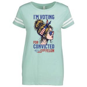 Messy Bun Im Voting For The Convicted Felon Trump 2024 Enza Ladies Jersey Football T-Shirt