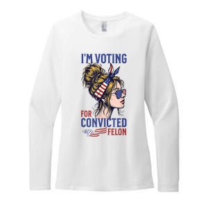 Messy Bun Im Voting For The Convicted Felon Trump 2024 Womens CVC Long Sleeve Shirt