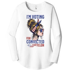 Messy Bun Im Voting For The Convicted Felon Trump 2024 Women's Perfect Tri Tunic Long Sleeve Shirt