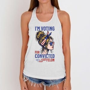 Messy Bun Im Voting For The Convicted Felon Trump 2024 Women's Knotted Racerback Tank