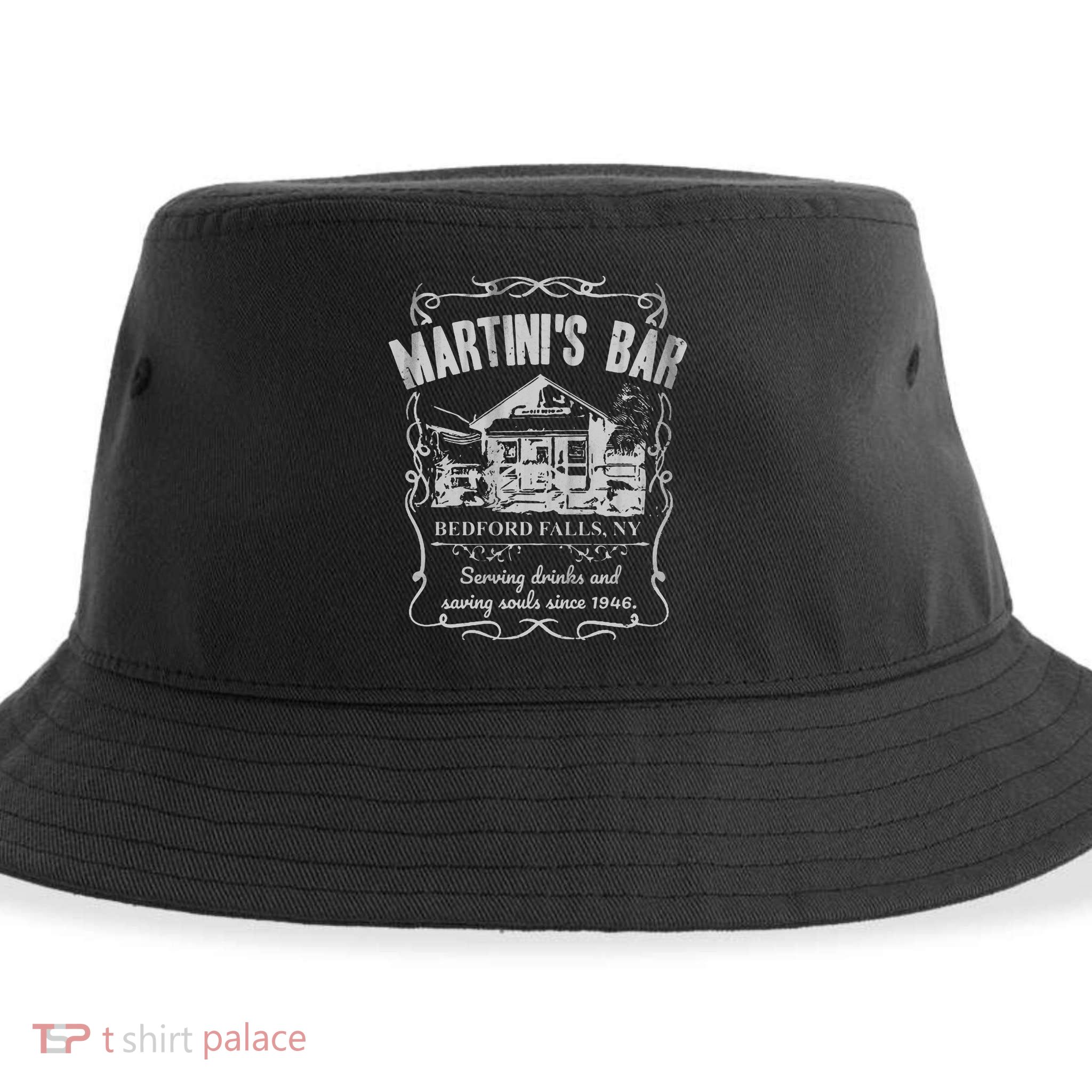 Martini's Bar It's A Wonderful Life Sustainable Bucket Hat